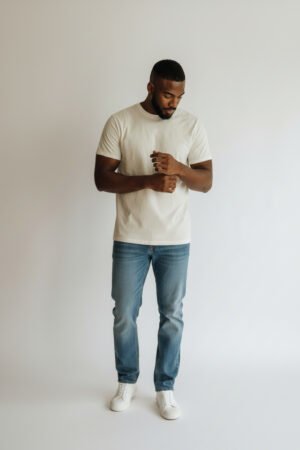 Off White Regular Fit Heavy Crew Neck T-Shirt