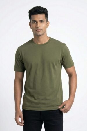 Olive Green Regular Fit Classic Crew Neck T-Shirt