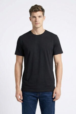 Black Regular Fit Heavy Crew Neck T-Shirt