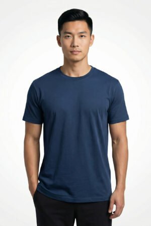 Navy Blue Regular Fit Heavy Crew Neck T-Shirt