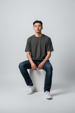 Asphalt Grey Regular Fit Classic Crew Neck T-Shirt
