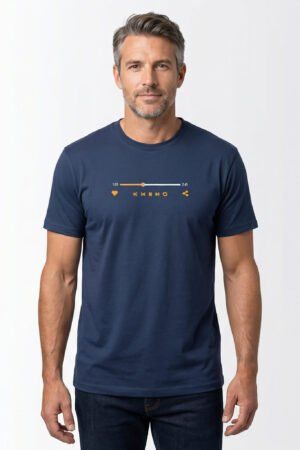 Navy Blue Music Player Graphic T-Shirt – Classic Crew Neck Regular Fit