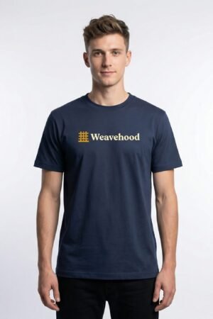 Navy Blue Weavehood Logo Graphic T-Shirt – Classic Crew Neck Regular Fit