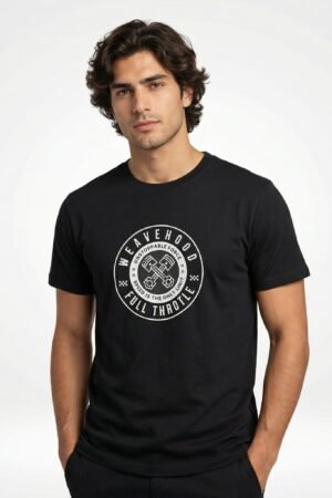 Black Full Throttle Graphic T-Shirt - Heavy Crew Neck Regular Fit