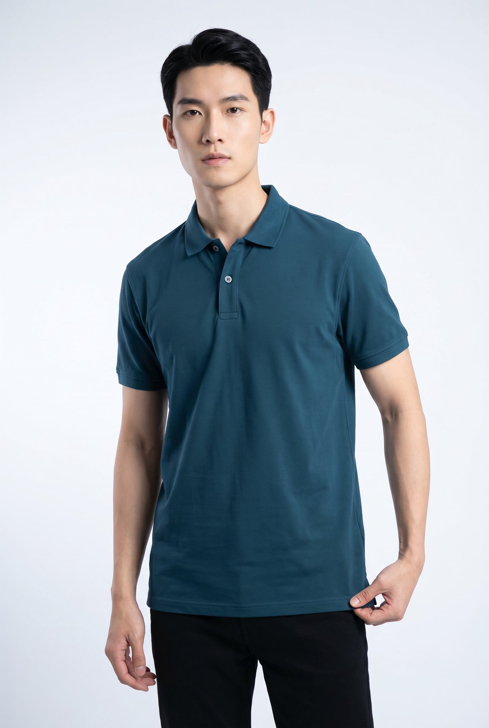 Petrol Blue Polo - Single Pique Knit Regular Fit