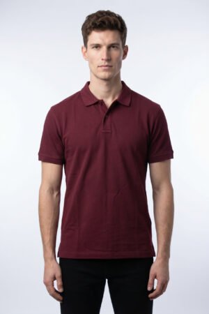 Maroon Solid Polo - Single Pique Knit Regular Fit