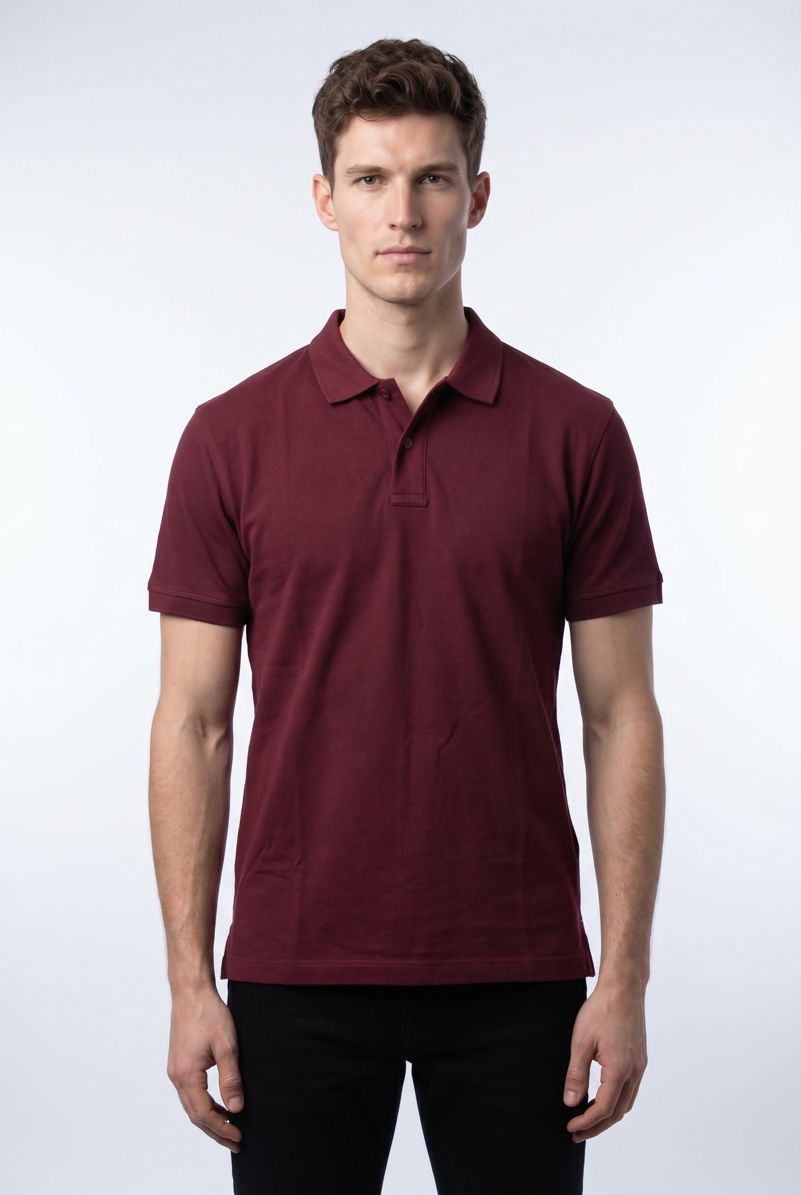 Maroon Solid Polo - Single Pique Knit Regular Fit