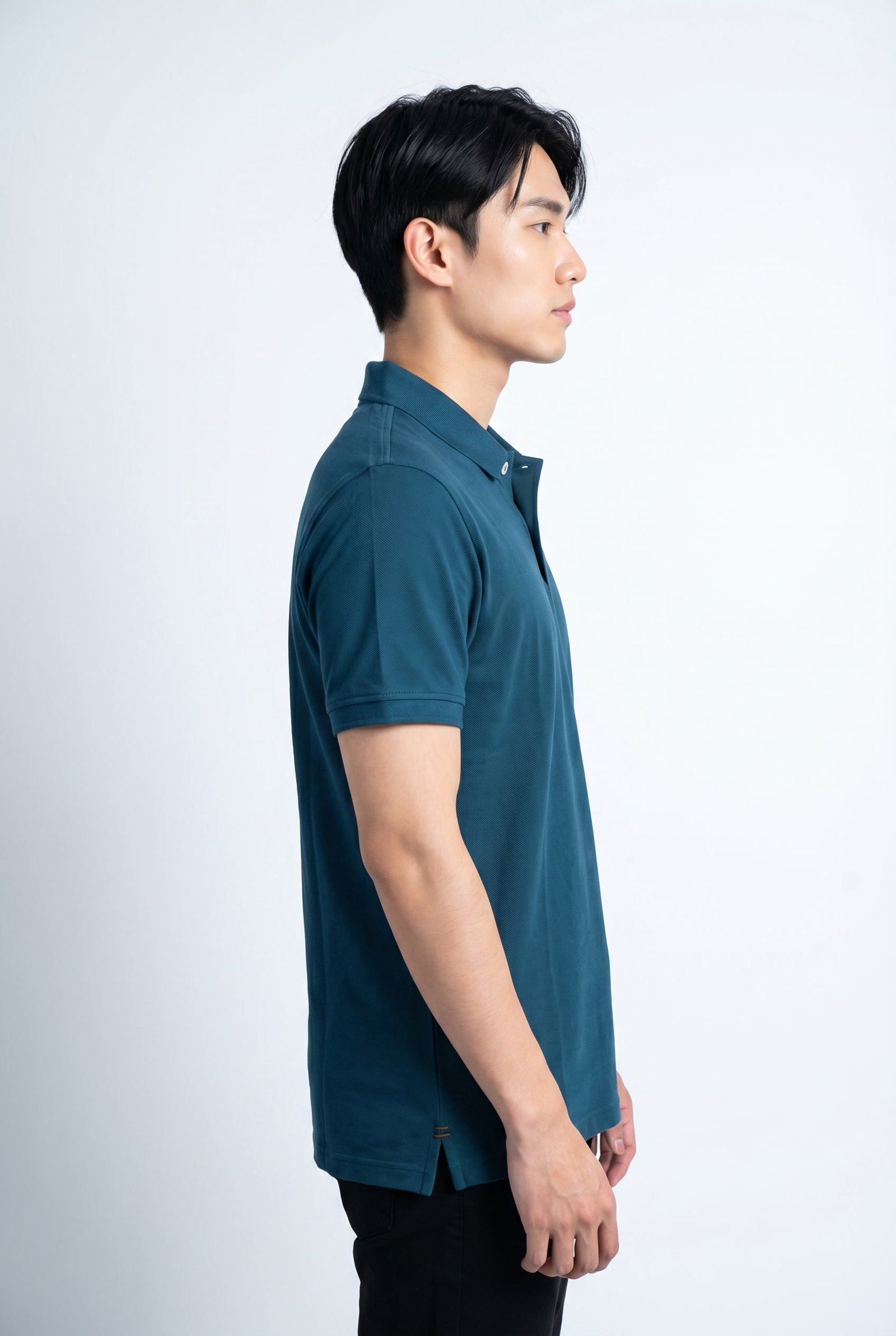 Petrol Blue Polo - Single Pique Knit Regular Fit - Image 3