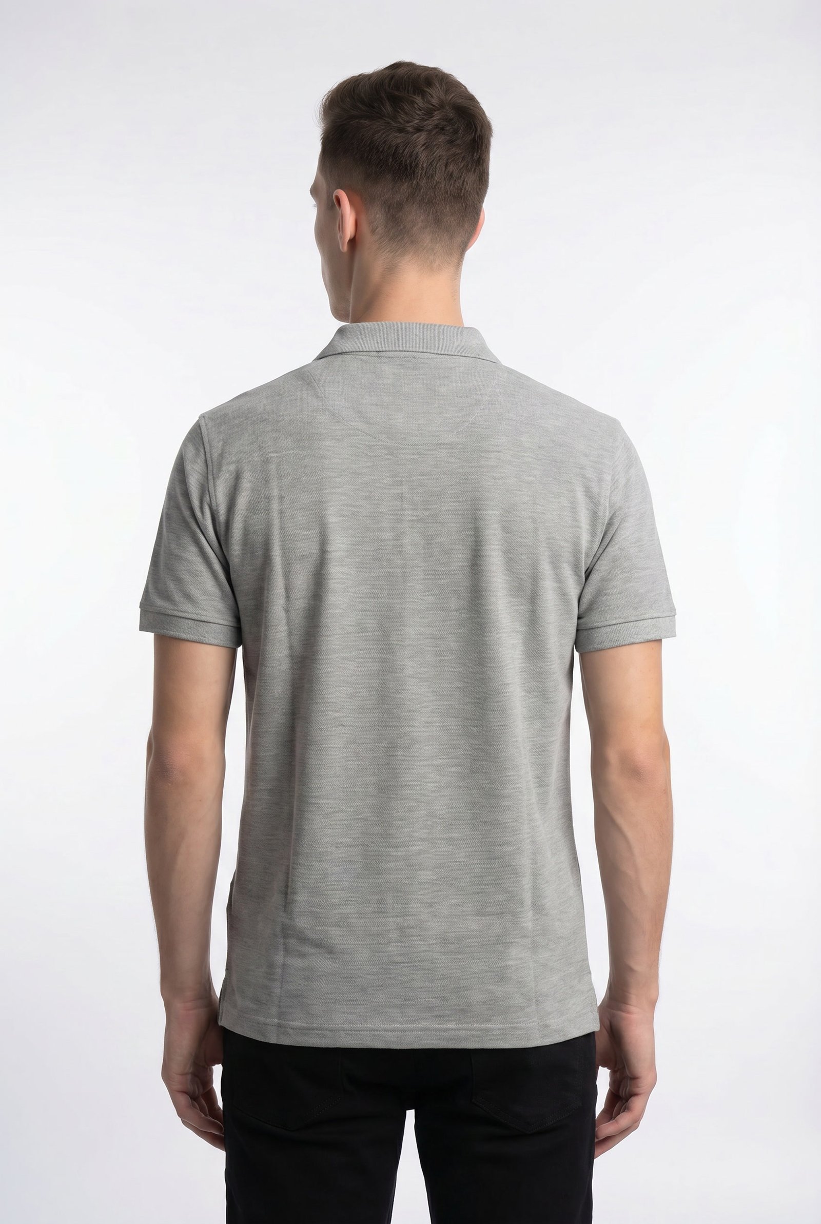 Grey Heather Polo - Single Pique Knit Regular Fit - Image 4
