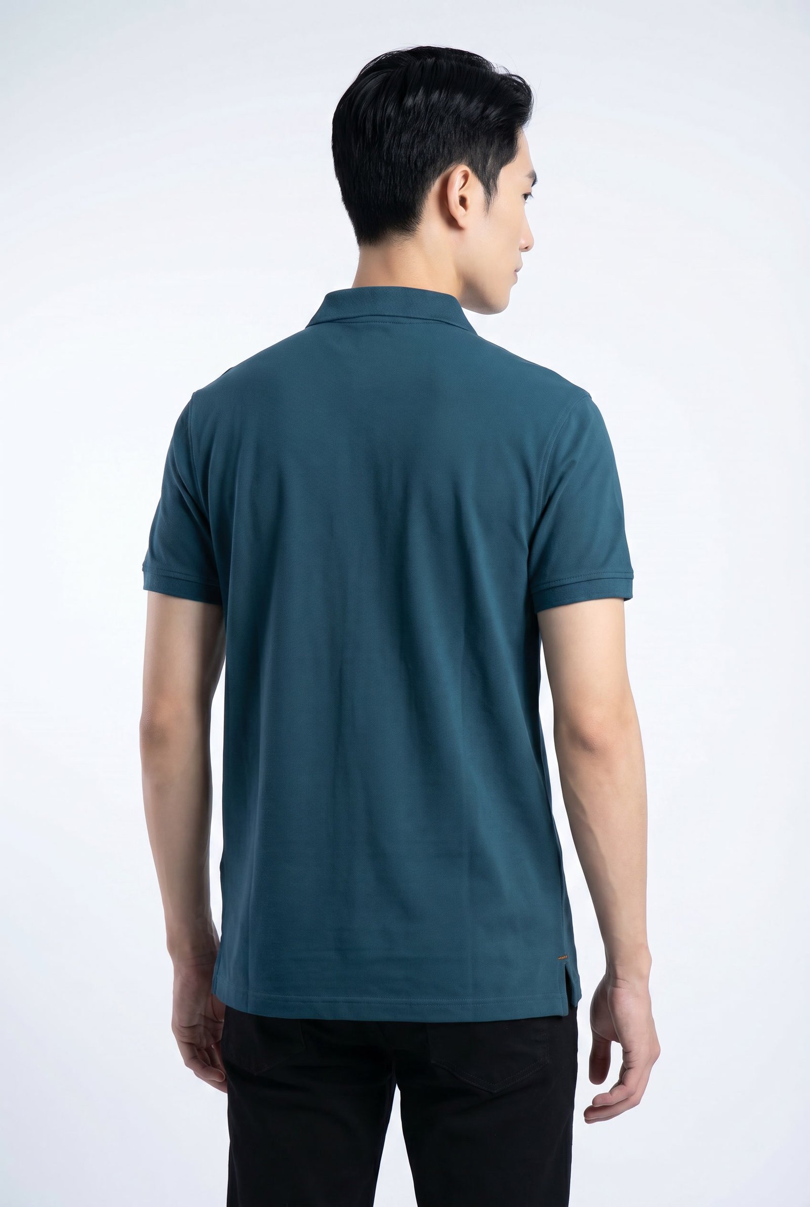 Petrol Blue Polo - Single Pique Knit Regular Fit - Image 4
