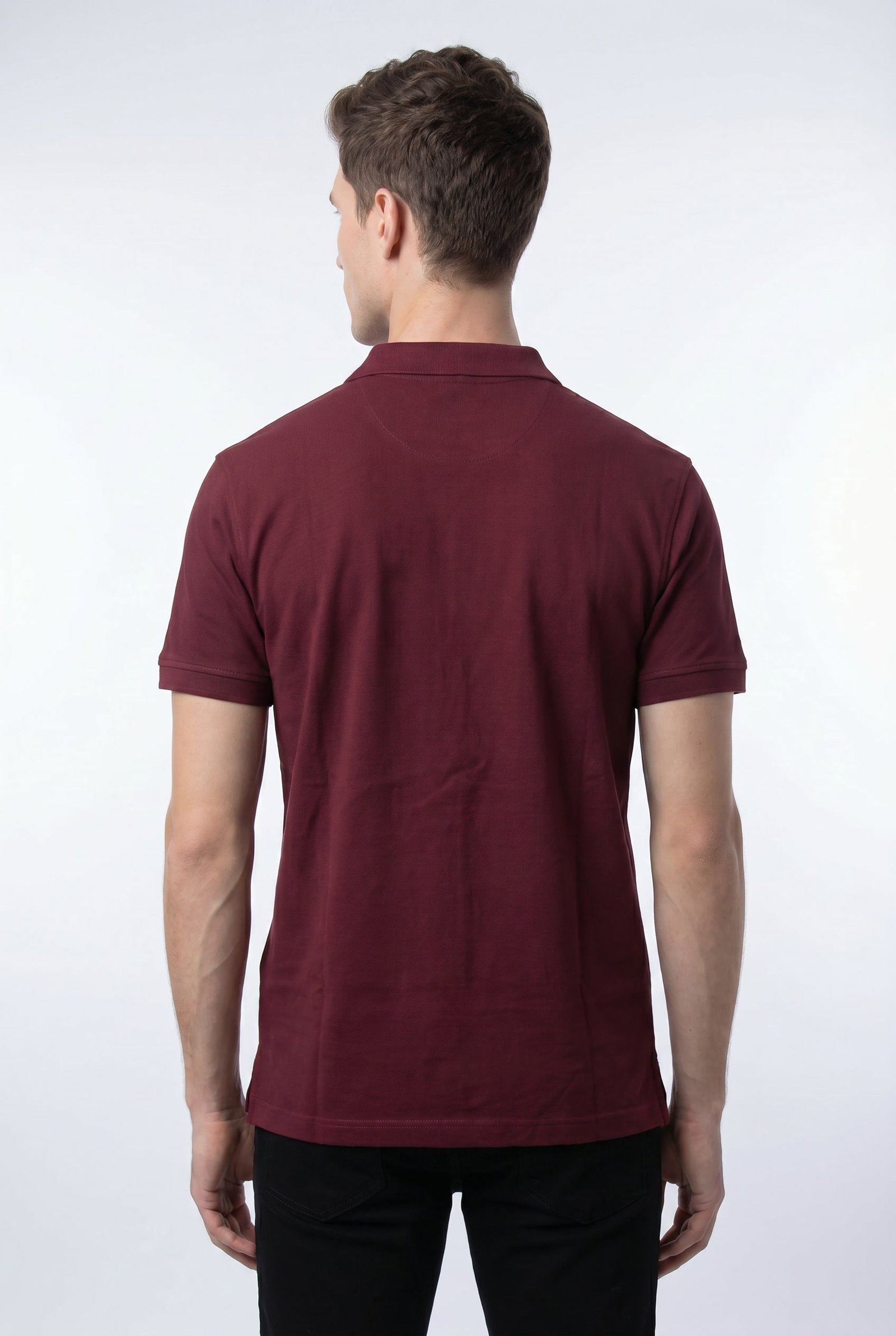Maroon Solid Polo - Single Pique Knit Regular Fit - Image 4