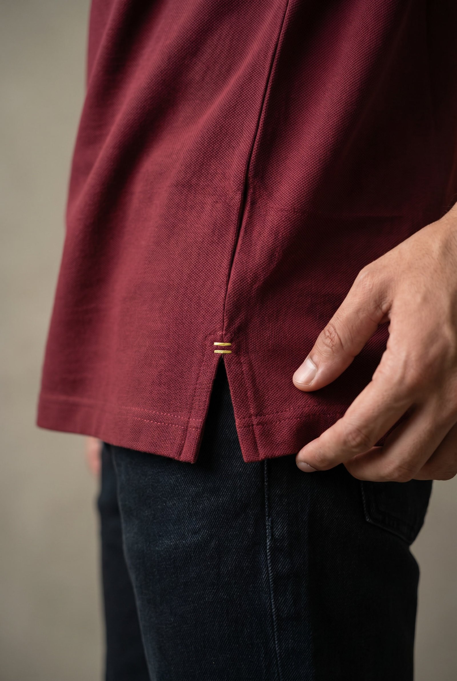 Maroon Solid Polo - Single Pique Knit Regular Fit - Image 5
