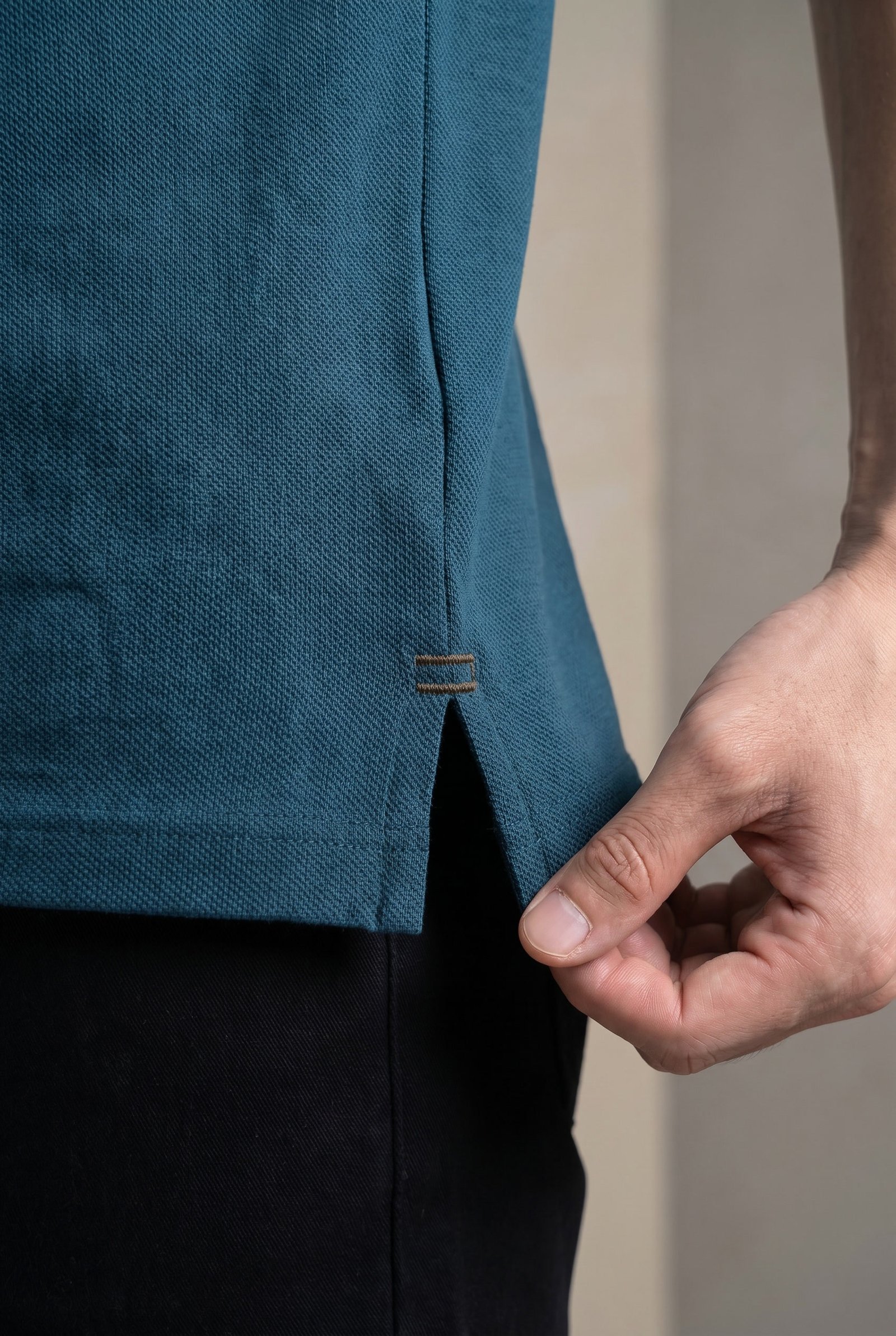 Petrol Blue Polo - Single Pique Knit Regular Fit - Image 5